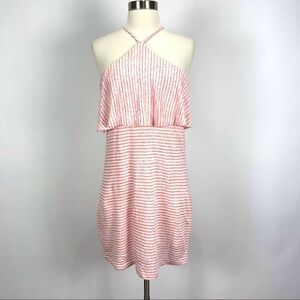 Splendid linen mini stripe halter dress